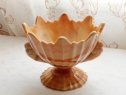 Üveg madaras galambos kínáló asztalközép tál STS Abel Zagreb art deco 1930-40 m:15,5cm