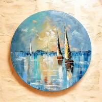 • Badacsonyi vitorlás festmény Badacsony••PreszyArt 50cm vászon••• Balaton