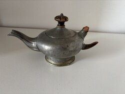 Vintage ón teáskanna / kávékiöntő fa fogantyúval – 12 cm