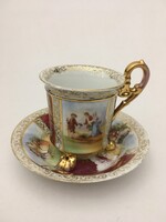 Cseh Altwien Angelika Kauffmann jelenetes porcelán nagy méretű lábas csésze +alj hibátlan állapotban