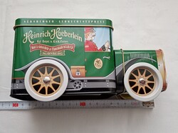 Fém zenedoboz Heinrich Haeberlein Lebkuchen Nürnbergi mézeskalács zenélő veterán játékautó No2