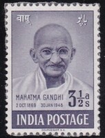 India 3 1/2 Mahatma Gandhi Postatiszta Gyönyörű Régi Bélyeg 1948