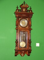 Ónémet, felesütős rézveretes GB falióra 125 cm