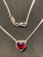 925 ESPIRIT ezüst nyaklánc, gránát vörös szív medál