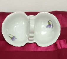 Zsolnay porcelán apró lila ibolyás asztali sótartó