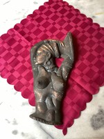 Bronzírozott alumínium néger nő fali dísz 31 cm.