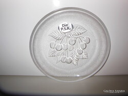 TÁNYÉR - ÚJ - CSERESZNYÉS -  19 x 2,5 cm - 0,5 cm - VASTAG - ÜVEG - NÉMET - HIBÁTLAN