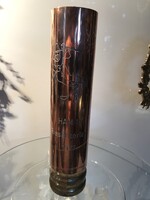 VÁZA - KUPA  - RÉZ - 1977 év - 1, 60 kg  - ÓRIÁS MŰLESIKLÁS  - 24 x 5,5 cm - HIBÁTLAN