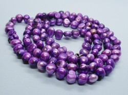 Szép régi lilás árnyalatú valódi gyöngy  nyaklánc ezüst kapoccsal