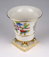 1Z023 Régi Viktória mintás Herendi oroszlánlábas porcelán kaspó 7.8 cm