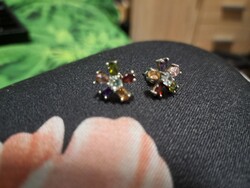 925 ös ezüst fülbevaló valódi mozambiki gránáttal, citrinnel peridottal  ametiszt es rózsakvarccal