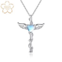 Kereszt Angyalszárny Szív Holdköves Medál Nyaklánc 925 Tiszta Ezüst Hipoallergén + Ékszerdoboz. Új!