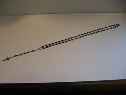 Antik fekete fa rózsafüzér ezüst színű kereszttel