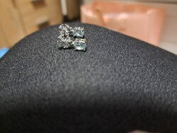 925 ös ezüst fülbevaló valódi danburittal ( fehér berill)es akvamarinnal