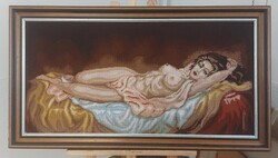 MNői akt gobelin kép 101x55 cm kerettel