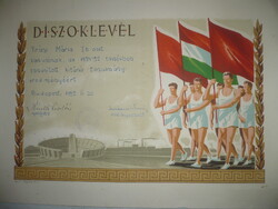 Régi oklevél rákosi kor kítünő tanulmányért 1955