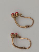 14 karátos sárga arany gránát köves baba,kislány fülbevaló