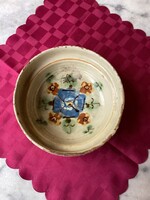 Antik néprajzi cserép tál 18,5 cm.