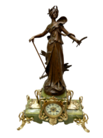 Art Nouveau Bust - 68 cm Tall Antique French Fireplace Clock