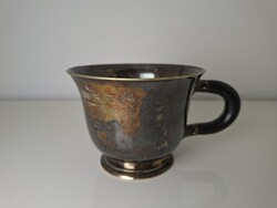 Monarchia korabeli ezüstözött antik csésze fa fogóval