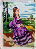 Tűgobelin hímzéssel készült kép, keret nélkül