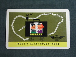 Kártyanaptár,IBUSZ utazási iroda Pécs,grafikai, 1962