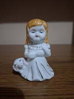 Porcelán kislány kutyával. Hibátlan