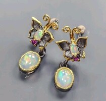 Valodi Tuz Szivarvany Opal és Gránát 925 Ezust Fulbevalo