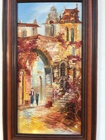 FÉLÁRON Fekete Zsolt Séta a városban KERETEZVE 60x35 cm