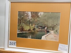 DOBROSZLÁV LAJOS Horgászok az Angolparkban Tatán az 50-es években