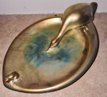 Zsolnay eozin libás tál békával