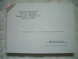 Hazafias Népfront XIV. kerületi Bizottsága meghívó levelezőlap