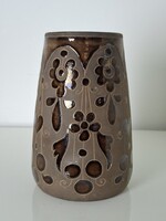 Badár Balázs (1855-1939) : Népi szecessziós mezőtúri kerámia váza 16 cm