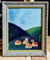 Modern festmény, 1900-as évek első fele, olaj karton, kerettel 36 x 29 cm, jelzés nélkül