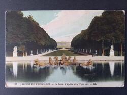 Régi  képeslap - Versailles kertjei. – Az Apolló-medence és a Zöld Szőnyeg 1905