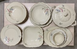 Schlaggenwald csehszlovák 6 személyes porcelán étkészlet, hiányos állapotban, sérüléssel.