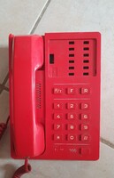 Harmony piros színű vintage analóg telefon, régi retró nyomógombos asztali készülék