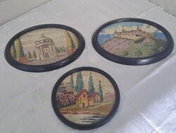 3 db antik tű gobelin kép egyben