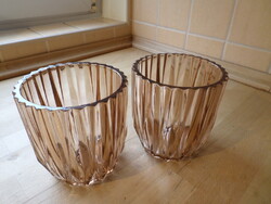 2 db dekor bordázott üveg mécsestartó tároló 10  x 10,5 cm