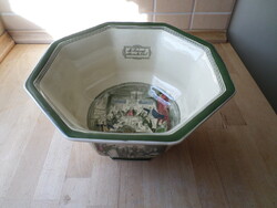 Antik angol ADAMS talpas porcelán tál Dickens dekorral