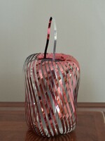 Régi karácsonyfadísz retro lametta lampion rózsaszín