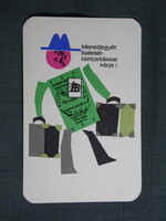 Kártyanaptár,Állami Biztosító,MÁV vasút,utazás,menetjegy,grafikai, 1965