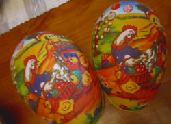 Retro nagy  papir tojás tyúk és csibe mintával