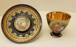 Bohemian Altwien Angelika Kauffmann Scene cobalt blue porcelain cup + saucer in perfect condition