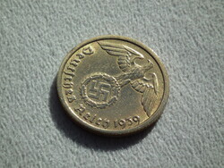 Németország, horogkeresztes birodalmi 10 Pfennig (Reichspfennig), 1939 J