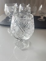  Csiszolt ólomkristály konyakos pohár készlet – 6 darabos, talpas kivitel