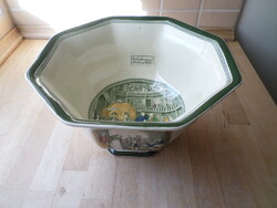 Antik angol ADAMS talpas porcelán tál Dickens dekorral