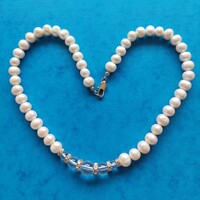 Valódi barokk gyöngy nyaklánc hegyikristállyal és strasszköves díszekkel