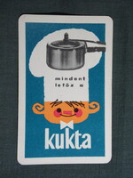 Kártyanaptár,Alumíniumipari vállalat,kukta,grafikai,reklám figura,szakács, 1965