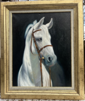 Egy csodás lóportré  Palatin Ede alkotása vászonra festve 50x40 cm +keret méretben